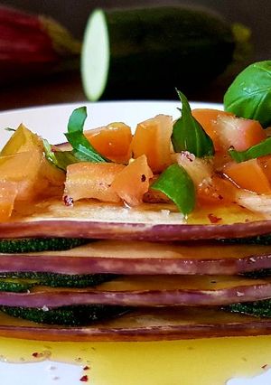Foto principal de Ensalada de berenjena y calabacín. Apta para diabéticos