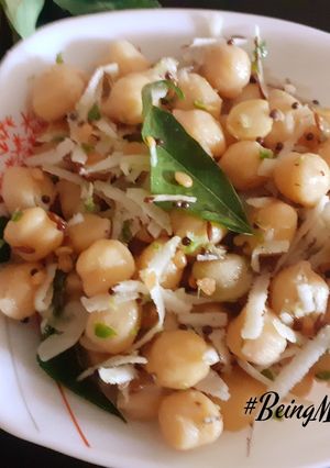 A picture of ChanaSundal Chickpea Sundal.