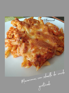 Una foto de Macarrones con carne de solomillo gratinados