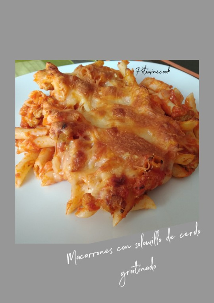 Una foto de Macarrones con carne de solomillo gratinados