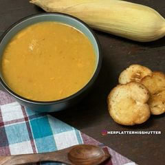 A picture of Fresh Corn and Tomato Soup.