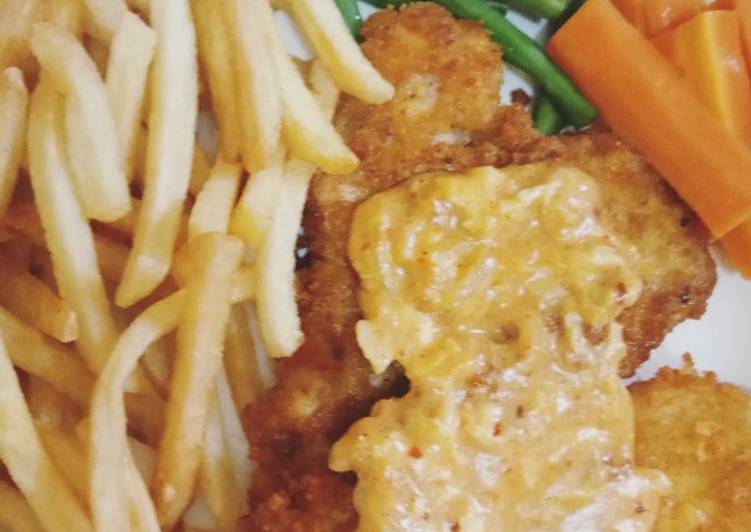 Resep Simple chicken steak with cheese sauce Anti Gagal