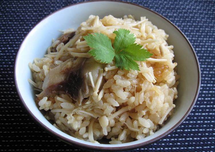 Recipe of Any-night-of-the-week Enoki &amp; Mackerel Takikomi Gohan