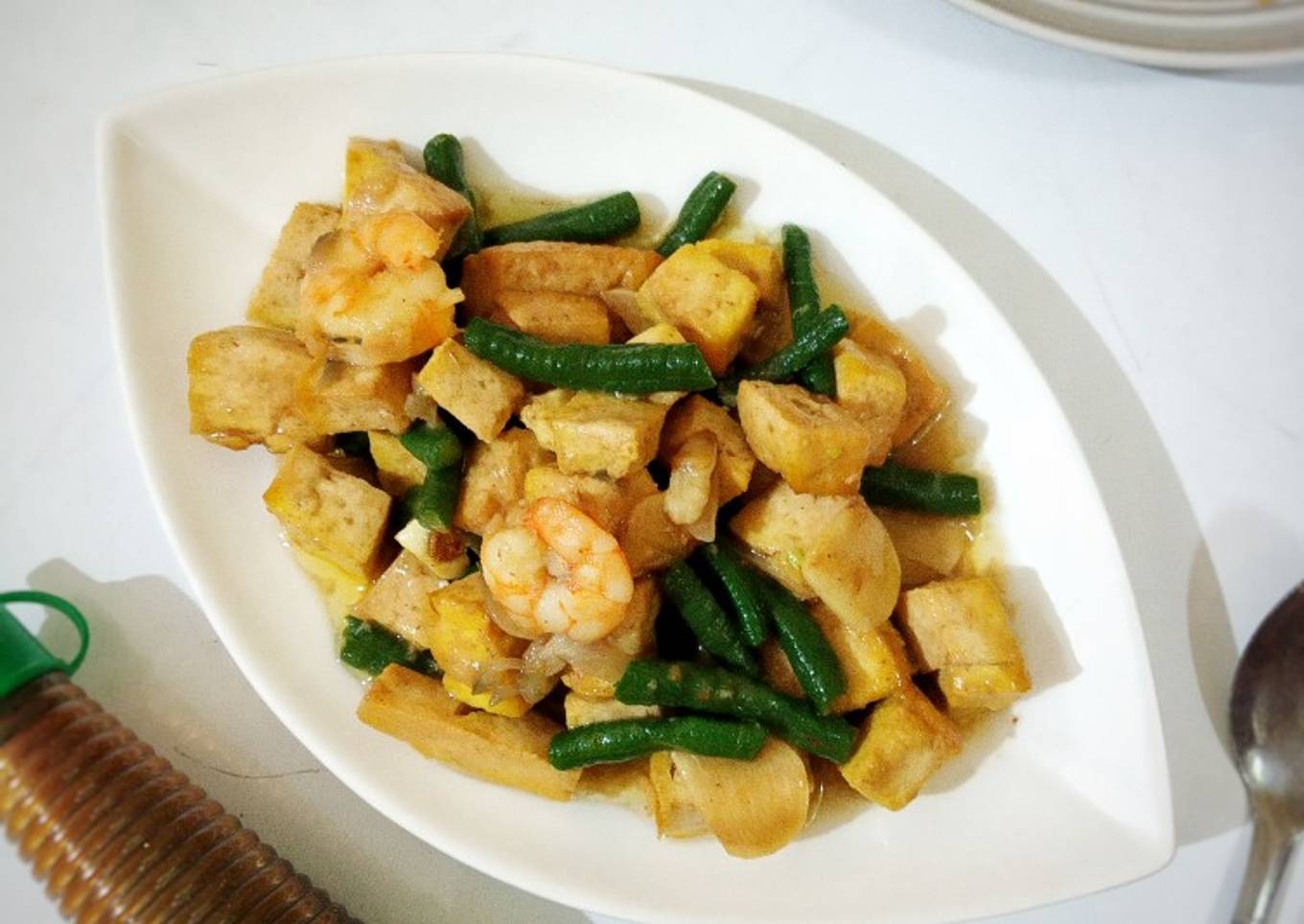 Tumis Tahu udang kacang panjang saus tiram