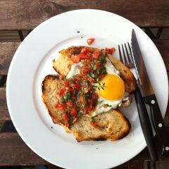 A picture of Bruschetta Sourdough with Egg.