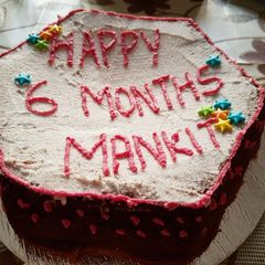 A picture of HomeMade chocolate vanilla cake.