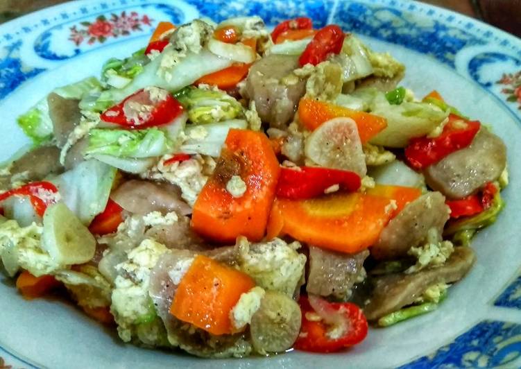 Cara Membuat Tumis sawi putih Bakso telur Gampang