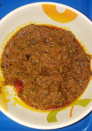 A picture of Isoko type of Banga soup.