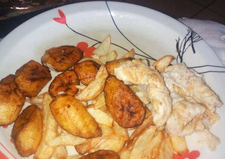 How to Prepare Gordon Ramsay Chips,plantain and fried egg