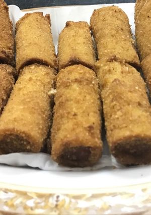 صورة لوصفة لفايف النقانق المقرمشه بالخبز 😋اللبناني ولا ارووووووع