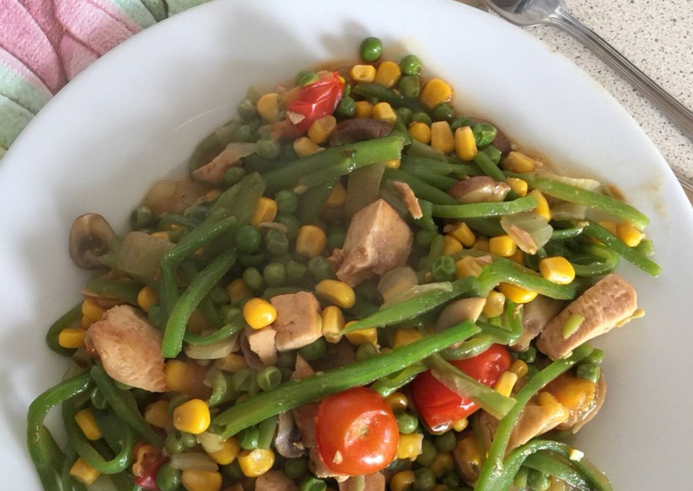 Rainbow Stir-fry with Chicken leftovers