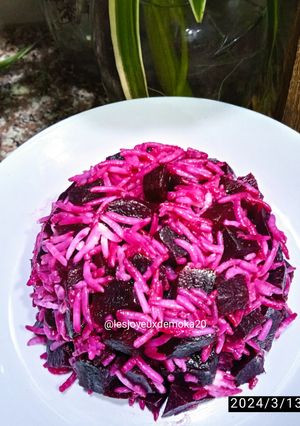 Une photo de Salade de riz basmati et betterave rouge