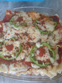 A picture of Creamy and cheesy lasagna.