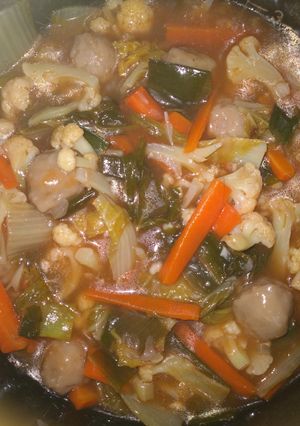 Foto resep Capcay bakso kuah kentel