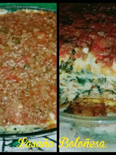Una foto de Lasaña con salsa boloñesa