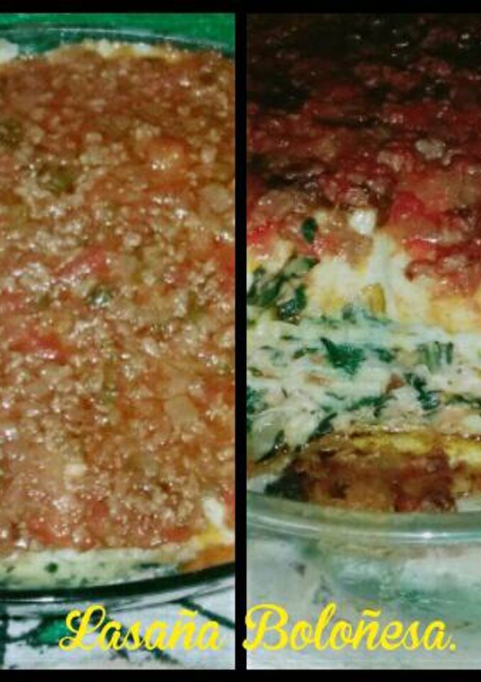 Una foto de Lasaña con salsa boloñesa
