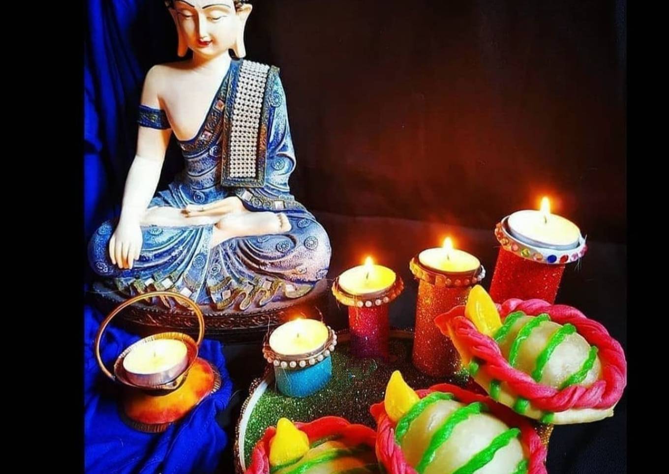 Colourful panjiri diyas