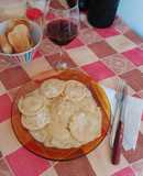 Sorrentinos de zanahoria y boniato con crema de champiñones