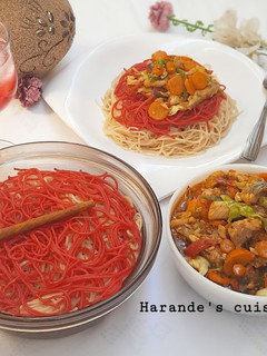 A picture of Cinnamon fried pasta with cabbage fish sauce.