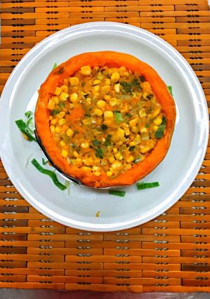 Una foto de Calabaza rellena con choclo