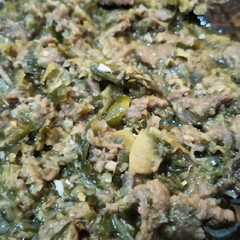 A picture of Dendeng Lambok Cabe Hijau khas Padang Rasanya Enak dan Empuk.