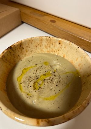 Una foto de Crema de champiñones y puerro