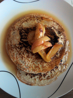 A picture of Pancakes with caramelised apples.
