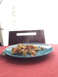 Una foto de Macarrones con bacon y champiñones