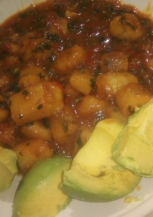 A picture of Green banana stew.