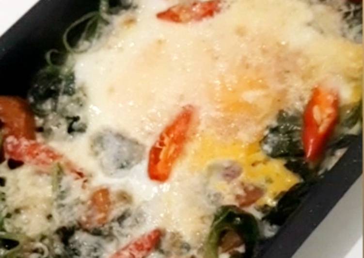Resep Diet Cheesy Egg Spinach Yang Enak