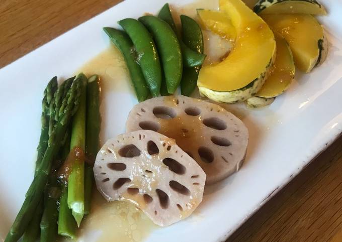 Steamed Veggie Salad with Pickled Plum Dressing