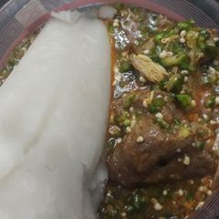 Okro soup with agidi A picture of Okro soup with agidi.