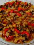 Pisto cuatro verduras con manzana              (!! a la salud de Carmen !!)