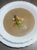 Crema suave de portobello y berenjena