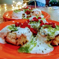 A picture of Bread dahi bhalle.