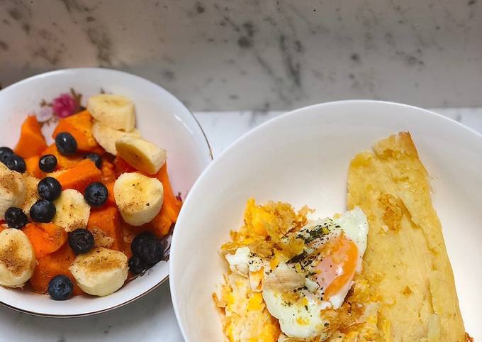 Desayuno fácil, rápido y para chuparte los dedos: huevo con envuelto y  frutica picada ? Receta de Catalina Bobadilla Delgado- Cookpad