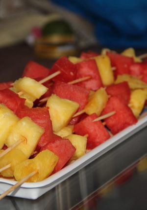 A picture of Fruit skewers.