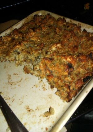 A picture of Granny Churms sage and onion stuffing.