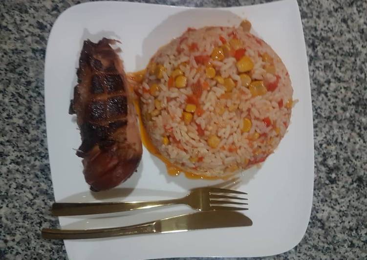 Simple Way to Prepare Quick Special jollof and roasted chicken