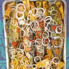 A picture of Grilled fish and plantain...
