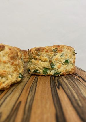 A picture of Cheese and wild garlic scones.