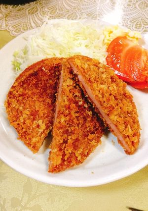 A picture of Hamu katsu - ham cutlet.
