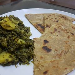 Aloo Methi ki sabzi with pratha A picture of Aloo Methi ki sabzi with pratha.