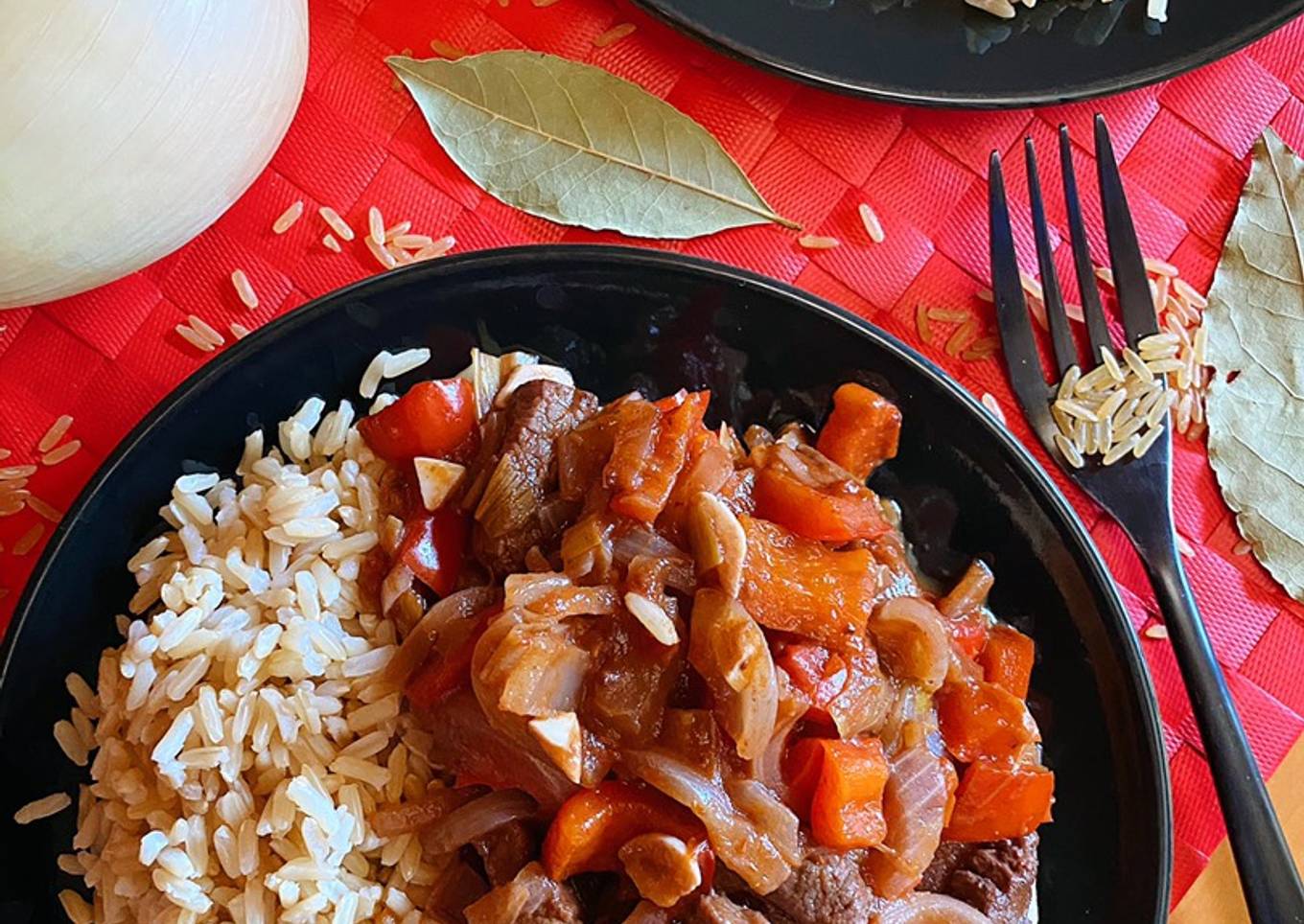 Arroz integral con ternera con verduras