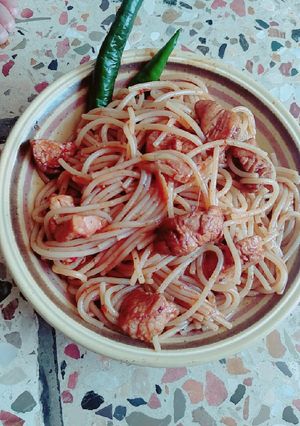 A picture of Chicken spaghetti.