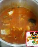 Caldo de pescado con camarones