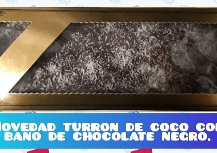 Turrón de coco bañado de chocolate negro