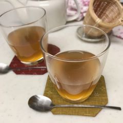 A picture of Agar jelly made with Japanese ume plum syrup.