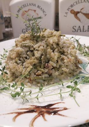 Foto di Risotto agli asparagi di monte, e pancetta toscana
