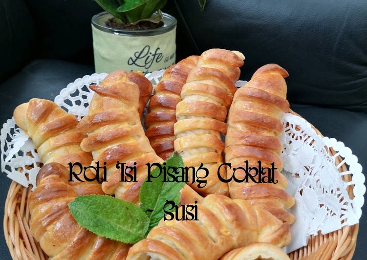 Cara membuat Roti isi pisang coklat  Anti Gagal